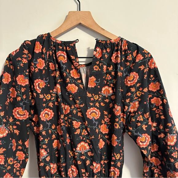 THE GREAT. Long Sleeve Floral Cotton Mini Dress Small - Picture 12 of 12